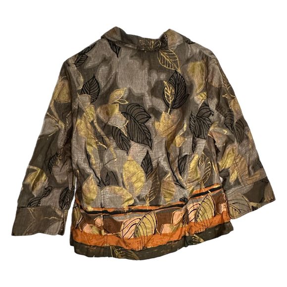 Coldwater Creek Green & Orange Zip Up Jacket, Size 14, Pre-Owned - Picture 2 of 7